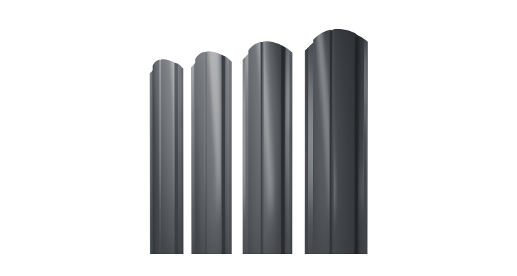 Штакетник Полукруглый Slim фигурный 0,45 Drap TwinColor RAL 7024 мокрый асфальт