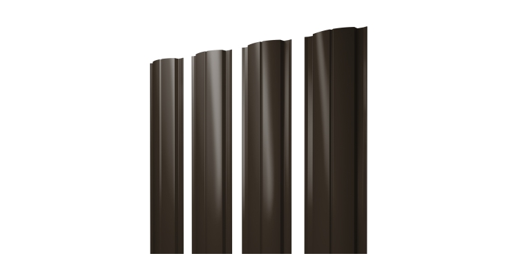 Штакетник Полукруглый Slim с прямым резом 0.45 Drap TX RR 32 темно-коричневый